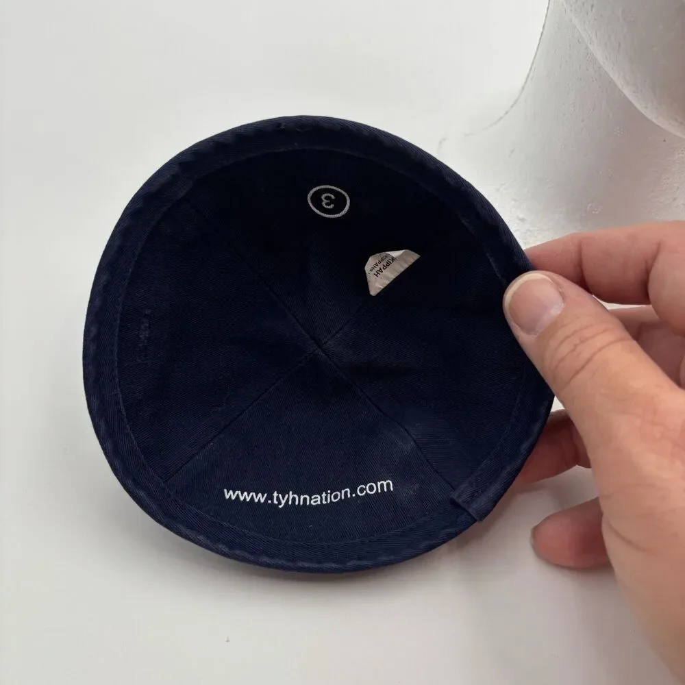 Kippah Navy Blue Crown Embroidered Jewish Yarmulke Kippah Size 3 TYH Nation
